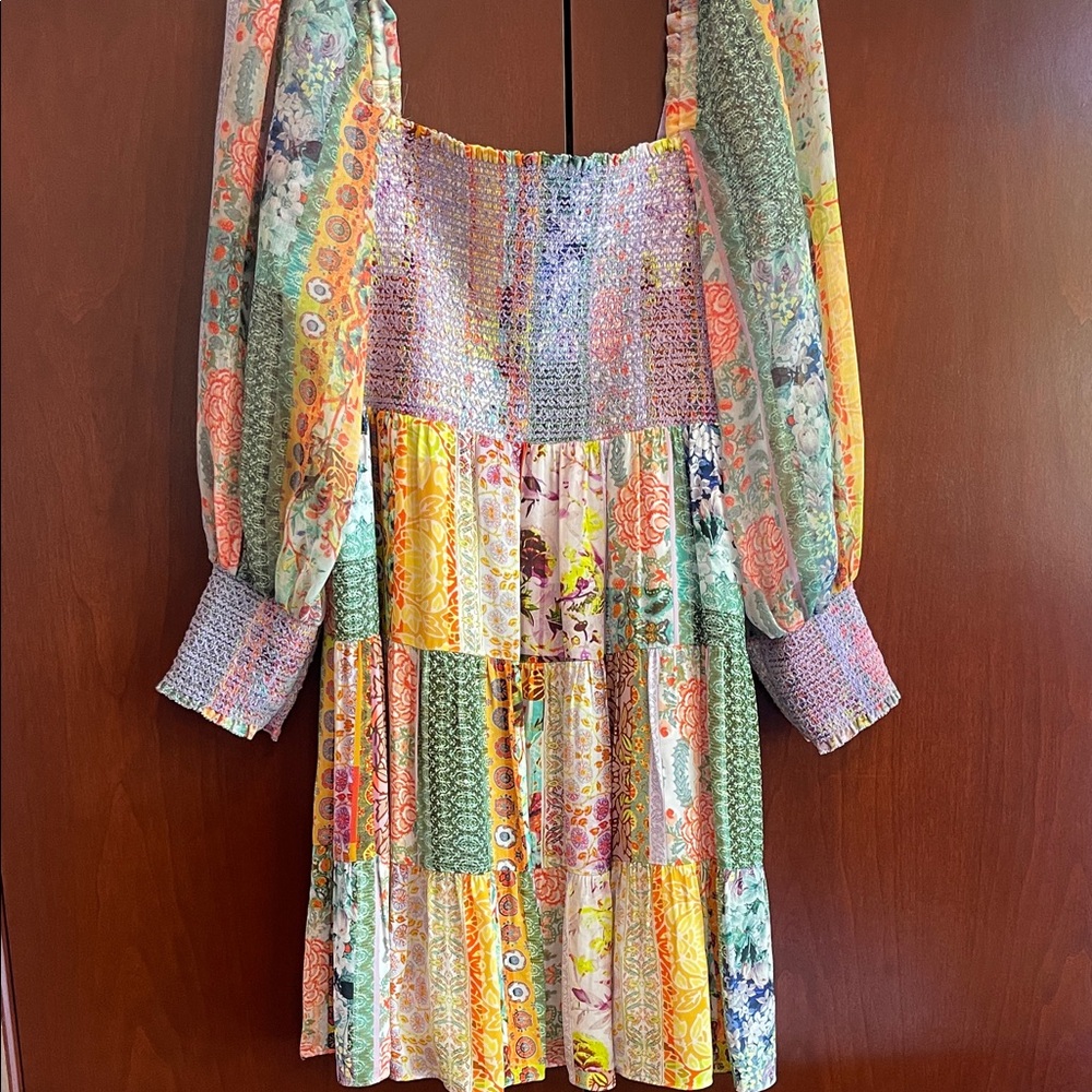 Alice and Olivia Rowen Tiered Square-Neck Tunic Dress